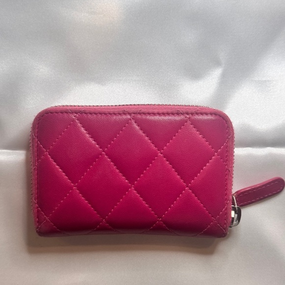 ♥️ Chanel Authentic Pink Leather Card Holder Wallet ❤️ - Picture 12 of 15